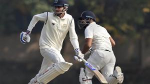 Kolkata: Punjab batsman Shubman Gill and Anmolpreet Singh run between the wickets on the second day of their Ranji Trophy cricket match against Bengal, in Kolkata, Tuesday, Jan 8, 2019.(AP) Kolkata: Punjab batsman Shubman Gill and Anmolpreet Singh run between the wickets on the second day of their Ranji Trophy cricket match against Bengal, in Kolkata, Tuesday, Jan 8, 2019.(AP)