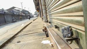 Kozhikide: A deserted street and closed shops during the 48-hour-long nationwide general strike called by central trade unions protesting against the 