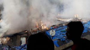 Fire at Kopar Khairane in Navi Mumbai Photo: Bachchan Kumar(HT Photo) Fire at Kopar Khairane in Navi Mumbai Photo: Bachchan Kumar(HT Photo)