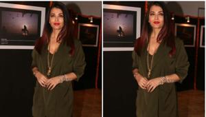 Aishwarya Rai Bachchan was seen sporting a wrist scarf paired with a pant suit at a recent event in Mumbai .(Viral Bhayani) Aishwarya Rai Bachchan was seen sporting a wrist scarf paired with a pant suit at a recent event in Mumbai .(Viral Bhayani)