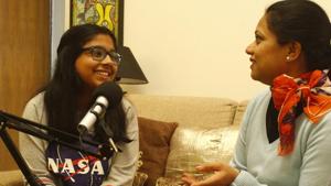 Arushi Gupta (left) has a podcast in which she interviews Gurugram residents about their teenage years.(Yogendra Kumar/HT PHOTO) Arushi Gupta (left) has a podcast in which she interviews Gurugram residents about their teenage years.(Yogendra Kumar/HT PHOTO)