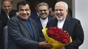Union minister Nitin Gadkari welcomes Iranian Foreign Affairs Minister Mohammad Javad Zarif at his residence, in New Delhi, Tuesday, Jan. 8, 2019.(PTI file photo) Union minister Nitin Gadkari welcomes Iranian Foreign Affairs Minister Mohammad Javad Zarif at his residence, in New Delhi, Tuesday, Jan. 8, 2019.(PTI file photo)
