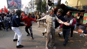 There were reports of stones being hurled at a bus in Dasnagar in Howrah district that injured two students in the vehicle. A couple of small passenger vehicles were also vandalised in the north Bengal town of Cooch Behar.(Reuters) There were reports of stones being hurled at a bus in Dasnagar in Howrah district that injured two students in the vehicle. A couple of small passenger vehicles were also vandalised in the north Bengal town of Cooch Behar.(Reuters)