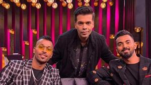 Hardik Pandya and KL Rahul with Karan Johar on Koffee With Karan. Hardik Pandya and KL Rahul with Karan Johar on Koffee With Karan.