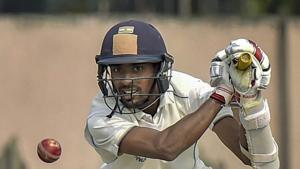 Kolkata: Bengal cricketer Abhimanyu Easwaran hits a shot on the 3rd day of their Ranji Trophy cricket match against Punjab, in Kolkata.(PTI) Kolkata: Bengal cricketer Abhimanyu Easwaran hits a shot on the 3rd day of their Ranji Trophy cricket match against Punjab, in Kolkata.(PTI)