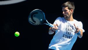 Novak Djokovic of Serbia plays a forehand shot during a practice session in Melbourne.(AFP) Novak Djokovic of Serbia plays a forehand shot during a practice session in Melbourne.(AFP)