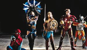 (From left) Cosplayers playing Spider-Man (Soumya Sharan), Kitana (Vanna Calista Da’costa), Wonder Woman (Srishti Chandra), Iron Man (Jeet Molankar), Wargreymon (Saqlain Ansari) at the Mumbai Comic Con 2018(Aalok Soni) (From left) Cosplayers playing Spider-Man (Soumya Sharan), Kitana (Vanna Calista Da’costa), Wonder Woman (Srishti Chandra), Iron Man (Jeet Molankar), Wargreymon (Saqlain Ansari) at the Mumbai Comic Con 2018(Aalok Soni)