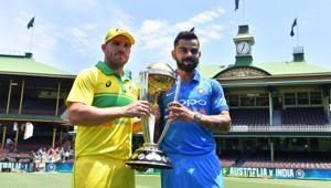 India's cricket team captain Virat Kohli and his Australian counterpart Aaron Finch pose with the ICC Cricket World Cup trophy at the Sydney Cricket Ground in Sydney on January 11, 2019.(AFP) India's cricket team captain Virat Kohli and his Australian counterpart Aaron Finch pose with the ICC Cricket World Cup trophy at the Sydney Cricket Ground in Sydney on January 11, 2019.(AFP)
