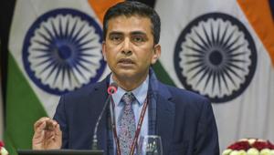 External affairs ministry Spokesperson Raveesh Kumar addresses a press conference, in New Delhi on Jan, 11.(AP Photo) External affairs ministry Spokesperson Raveesh Kumar addresses a press conference, in New Delhi on Jan, 11.(AP Photo)