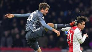 File image - Bayern Munich's German forward Thomas Mueller (L) kicks the back of Ajax's Argentine defender Nicolas Tagliafico (R) during the UEFA Champions League Group E football match between AFC Ajax and FC Bayern Munchen.(AFP) File image - Bayern Munich's German forward Thomas Mueller (L) kicks the back of Ajax's Argentine defender Nicolas Tagliafico (R) during the UEFA Champions League Group E football match between AFC Ajax and FC Bayern Munchen.(AFP)