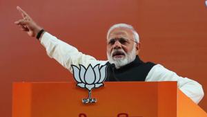 Prime Minister Narendra Modi gives speech at BJP National Executive Meet, at Ramlila Maidan in New Delhi on Saturday.(ANI Photo) Prime Minister Narendra Modi gives speech at BJP National Executive Meet, at Ramlila Maidan in New Delhi on Saturday.(ANI Photo)