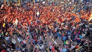 Protesters hold candle light march in Gaya(Hindustan Times file) Protesters hold candle light march in Gaya(Hindustan Times file)