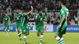 Iraqi team celebrate a goal in the 2019 Asian Cup.(AFP) Iraqi team celebrate a goal in the 2019 Asian Cup.(AFP)
