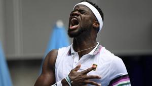 United States' Frances Tiafoe celebrates after defeating South Africa's Kevin Anderson in their second round match at the Australian Open.(AP) United States' Frances Tiafoe celebrates after defeating South Africa's Kevin Anderson in their second round match at the Australian Open.(AP)
