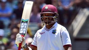 West Indies batsman Darren Bravo acknowledges the applause after scoring his half century against Australia.(AFP) West Indies batsman Darren Bravo acknowledges the applause after scoring his half century against Australia.(AFP)