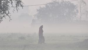 A woman walks across an open field enveloped in dense fog on a cold winter morning, near Akshardham, in New Delhi on January 16.(Biplov Bhuyan/HT PHOTO) A woman walks across an open field enveloped in dense fog on a cold winter morning, near Akshardham, in New Delhi on January 16.(Biplov Bhuyan/HT PHOTO)