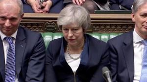 Prime Minister Theresa May sits down in Parliament after the vote on May's Brexit deal, in London, Britain, January 15, 2019 in this screengrab taken from video.(REUTERS) Prime Minister Theresa May sits down in Parliament after the vote on May's Brexit deal, in London, Britain, January 15, 2019 in this screengrab taken from video.(REUTERS)