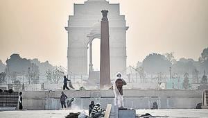 The under-construction National War Memorial in New Delhi.(Sanchit Khanna/HT Photo) The under-construction National War Memorial in New Delhi.(Sanchit Khanna/HT Photo)