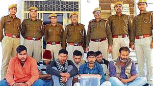 Praveen Rajpurohit and his gang were arrested on Tuesday after carrying out the theft on January 5, according to police.(HT Photo) Praveen Rajpurohit and his gang were arrested on Tuesday after carrying out the theft on January 5, according to police.(HT Photo)