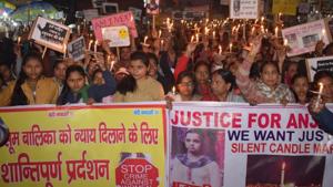 A protest march against the girl’s murder in Gaya.(Hindustan Times) A protest march against the girl’s murder in Gaya.(Hindustan Times)