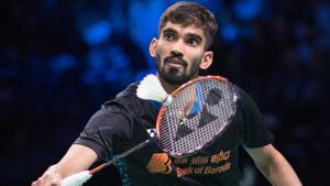 Srikanth Kidambi of India returns a shot to Kento Momota of Japan.(AFP) Srikanth Kidambi of India returns a shot to Kento Momota of Japan.(AFP)