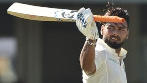 Rishabh Pant celebrates his 150 runs on the second day of the fourth and final Test against Australia.(AFP) Rishabh Pant celebrates his 150 runs on the second day of the fourth and final Test against Australia.(AFP)