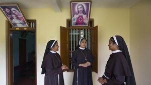 The nuns have since been hounded, asked to vacate their convent in Kuravilangad (Kottayam) and proceed to their previous vocations by their mother superior.(AP/File Photo) The nuns have since been hounded, asked to vacate their convent in Kuravilangad (Kottayam) and proceed to their previous vocations by their mother superior.(AP/File Photo)