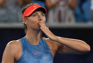 Russia's Maria Sharapova celebrates after victory over Sweden's Rebecca Peterson in their women's singles match on day three of the Australian Open tennis tournament in Melbourne(AFP) Russia's Maria Sharapova celebrates after victory over Sweden's Rebecca Peterson in their women's singles match on day three of the Australian Open tennis tournament in Melbourne(AFP)