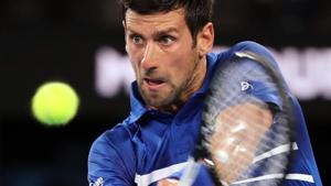 Serbia's Novak Djokovic in action during the match against France's Jo-Wilfried Tsonga.(REUTERS)