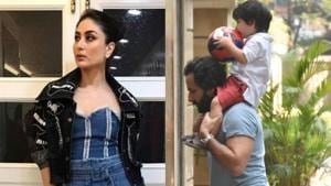 As Kareena Kapoor, Saif Ali Khan and Taimur in Mumbai.(Viral Bhayani) As Kareena Kapoor, Saif Ali Khan and Taimur in Mumbai.(Viral Bhayani)