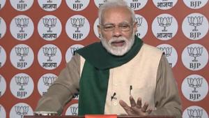 Prime Minister Narendra Modi on Sunday took pot shots at the United India Rally that was organised by TMC chief and West Bengal chief minister Mamata Banerjee on Saturday.(BJPLive/Twitter) Prime Minister Narendra Modi on Sunday took pot shots at the United India Rally that was organised by TMC chief and West Bengal chief minister Mamata Banerjee on Saturday.(BJPLive/Twitter)