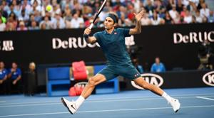 Roger Federer hits a return against Greece's Stefanos Tsitsipas.(AFP) Roger Federer hits a return against Greece's Stefanos Tsitsipas.(AFP)