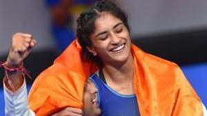 Jakarta: India's Vinesh Phogat celebrates after winning the Gold medal in women's freestyle 50 kg wrestling at the Asian Games 2018, in Jakarta on Monday, August 20, 2018.(PTI) Jakarta: India's Vinesh Phogat celebrates after winning the Gold medal in women's freestyle 50 kg wrestling at the Asian Games 2018, in Jakarta on Monday, August 20, 2018.(PTI)