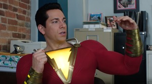 Zachary Levi as Shazam in a still from the new TV spot.