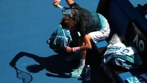 Alexander Zverev smashes his racket during his Australian Open defeat against Canada’s Milos Raonic.(REUTERS) Alexander Zverev smashes his racket during his Australian Open defeat against Canada’s Milos Raonic.(REUTERS)