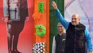 From the dais, Amit Shah also said the Citizenship Amendment Bill, 2016 — which Banerjee’s party has opposed in the Lok Sabha — will be one of the most important poll issues in West Bengal.(PTI) From the dais, Amit Shah also said the Citizenship Amendment Bill, 2016 — which Banerjee’s party has opposed in the Lok Sabha — will be one of the most important poll issues in West Bengal.(PTI)