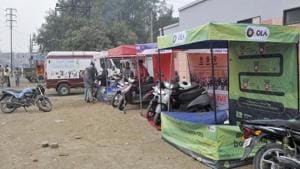 Stalls put up by companies at a job fair in Ludhiana wore a deserted look, on Monday, January 21, 2019.(Gurminder Singh / HT Photo) Stalls put up by companies at a job fair in Ludhiana wore a deserted look, on Monday, January 21, 2019.(Gurminder Singh / HT Photo)
