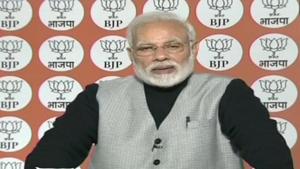 Prime Minister Narendra Modi said democracy runs in BJP’s veins while families rule other parties.(ANI/Twitter) Prime Minister Narendra Modi said democracy runs in BJP’s veins while families rule other parties.(ANI/Twitter)