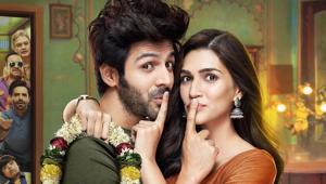 Kriti Sanon shared the first poster of her upcoming film Lukka Chuppi with Kartik Aaryan. Kriti Sanon shared the first poster of her upcoming film Lukka Chuppi with Kartik Aaryan.