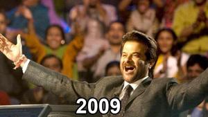 Anil Kapoor in stills from Slumdog Millionaire and Ek Ladki Ko Dekha Toh Aisa Laga. Anil Kapoor in stills from Slumdog Millionaire and Ek Ladki Ko Dekha Toh Aisa Laga.