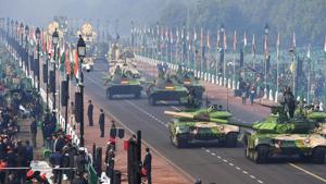 Indian Army T-90 Bhisma tanks march during the full dress rehearsal for the upcoming Republic Day parade in New Delhi on January 23, 2019.(AFP) Indian Army T-90 Bhisma tanks march during the full dress rehearsal for the upcoming Republic Day parade in New Delhi on January 23, 2019.(AFP)