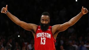 Houston Rockets guard James Harden (13) reacts after the Rockets defeated the New York Knicks 114-110 at Madison Square Garden.(USA TODAY Sports) Houston Rockets guard James Harden (13) reacts after the Rockets defeated the New York Knicks 114-110 at Madison Square Garden.(USA TODAY Sports)