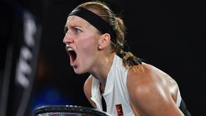 Czech Republic's Petra Kvitova reacts after a point against Danielle Collins of the US.(AFP) Czech Republic's Petra Kvitova reacts after a point against Danielle Collins of the US.(AFP)