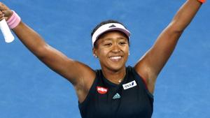 Japan's Naomi Osaka celebrates after winning the match against Czech Republic's Karolina Pliskova.(REUTERS) Japan's Naomi Osaka celebrates after winning the match against Czech Republic's Karolina Pliskova.(REUTERS)