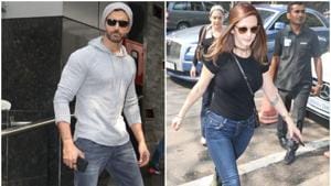 Hrithik Roshan and Sussanne Khan in Mumbai on Sunday.(Instagram) Hrithik Roshan and Sussanne Khan in Mumbai on Sunday.(Instagram)