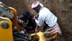 Officials said the incident took place at around 8am on Sunday when the boy, Tej Pratap Singh, was playing near the borewell. The village is located some 675 km east of Bhopal, bordering Uttar Pradesh.(ANI/Twitter) Officials said the incident took place at around 8am on Sunday when the boy, Tej Pratap Singh, was playing near the borewell. The village is located some 675 km east of Bhopal, bordering Uttar Pradesh.(ANI/Twitter)