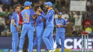 Kuldeep Yadav celebrates during the second one day international between India and New Zealand at Blake Park in Tauranga, New Zealand, Saturday, Jan. 26, 201(AP) Kuldeep Yadav celebrates during the second one day international between India and New Zealand at Blake Park in Tauranga, New Zealand, Saturday, Jan. 26, 201(AP)