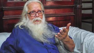 Former ISRO scientist Nambi Narayanan speaking to media after the Supreme Court held that he was "arrested unnecessarily, harassed and subjected to mental cruelty" in a 1994 espionage case and ordered a probe into the role of Kerala police officers. (File Photo)(PTI) Former ISRO scientist Nambi Narayanan speaking to media after the Supreme Court held that he was "arrested unnecessarily, harassed and subjected to mental cruelty" in a 1994 espionage case and ordered a probe into the role of Kerala police officers. (File Photo)(PTI)