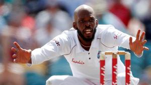 West Indies' Roston Chase celebrates the wicket of England's Ben Stokes before it is overturned and given not out.(Action Images via Reuters) West Indies' Roston Chase celebrates the wicket of England's Ben Stokes before it is overturned and given not out.(Action Images via Reuters)
