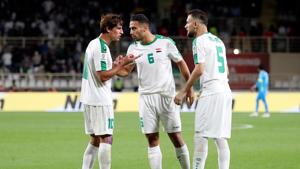 File image of Iraq's forward Mohanad Ali Kadhim Alshammari (L), Iraq's defender Ali Adnan and Iraq's defender Ali Faez (R) speaking before taking a free-kick.(AFP) File image of Iraq's forward Mohanad Ali Kadhim Alshammari (L), Iraq's defender Ali Adnan and Iraq's defender Ali Faez (R) speaking before taking a free-kick.(AFP)